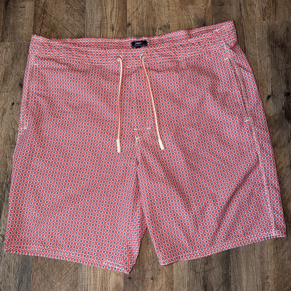Johnnie O Karratha Swim Trunks Mens M Red Blue Circular Geometric Board Shorts